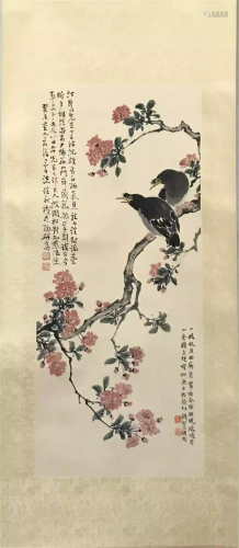 NO RESERVED CHINESE SCROLL PAINTING OF BIRD AND FLO…