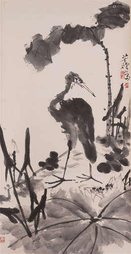 Chinese Hanging Scroll Ink Painting Of Flower And Bird