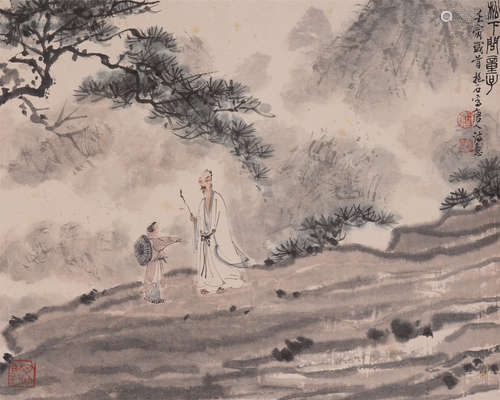 Chinese Painting Hanging Scroll Of Figure Story