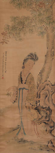 Chinese Painting Hanging Scroll Of Elegant Lady