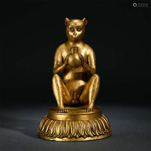 Chinese Gilt Silver Auspicious Beast Statue