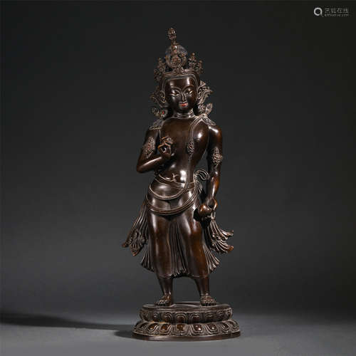 Chinese Bronze Standing Bodhisattva Statue