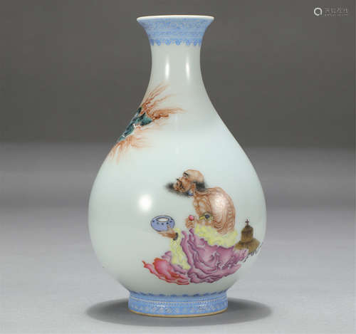 Chinese Famille Rose Figure Story Porcelain Vase