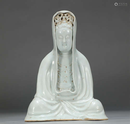 Chinese White Glaze Seated Guanyin Figurine