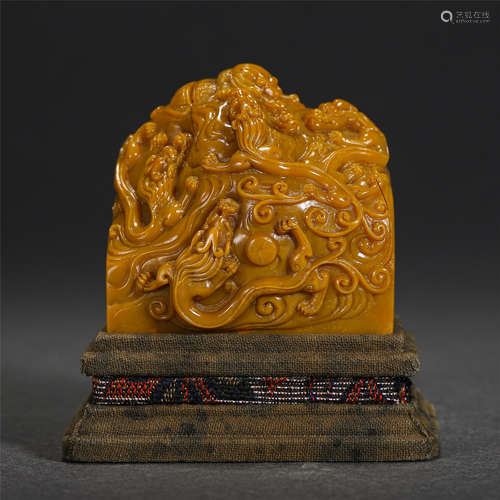 Chinese Stone Carved Dragon Pattern Seal