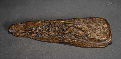 Chinese Agarwood Carved Plum Blossom Paperweight: