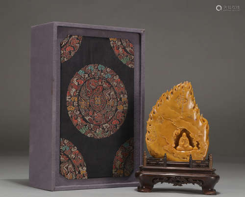 Chinese Shoushan Yellow Soap Stone Carved 