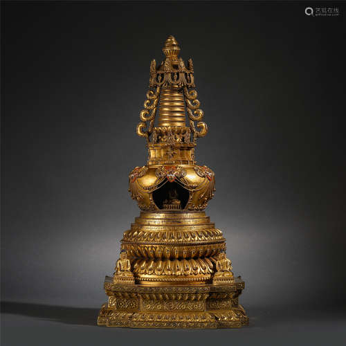 Chinese Gilt Bronze Buddha Niche