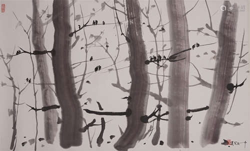 Chinese Painting Of Birds In The Trees