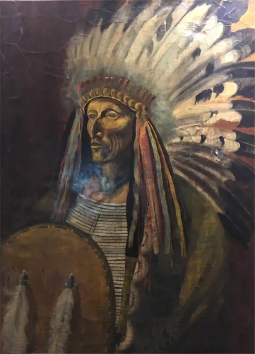 OIL PAINTING ON CANVAS PORTRAIT OF CHIEF RED CLOUD OF