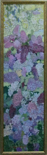 ZARETSKY VICTOR IVANOVICH OILPAINTING LILAC ON WOOD