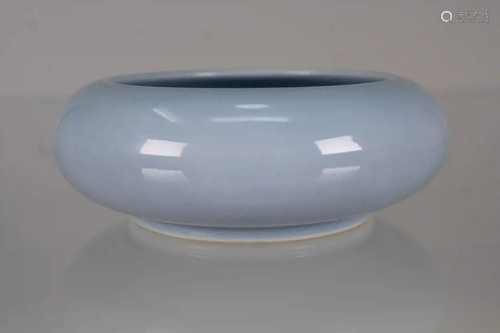 Rare Sky-Blue Porcelain Brush Washer, Kangxi Mark