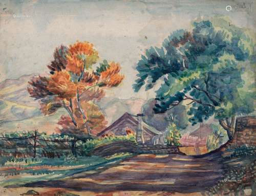 王济远（1893～1975） 乡村 纸本水彩