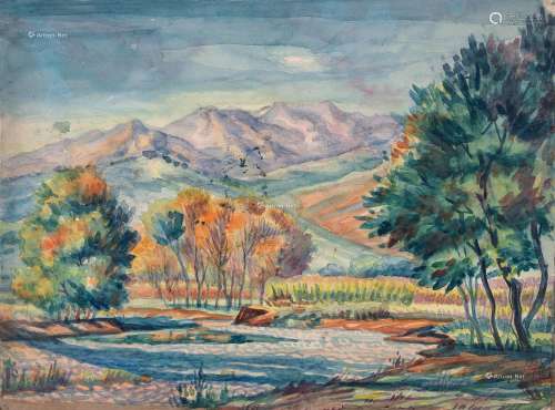 王济远（1893～1975） 田园 纸本水彩