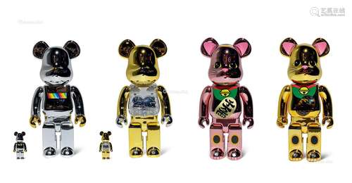 BE@RBRICK J.S.B 第二版银色100%+400%、2G Exclusive发光模型金色100%+400%、粉色招财猫 400%、金色招财猫 千万两 400% 金属 电镀