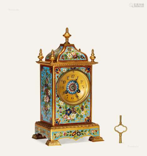 清中期 铜錾胎珐琅法式钟