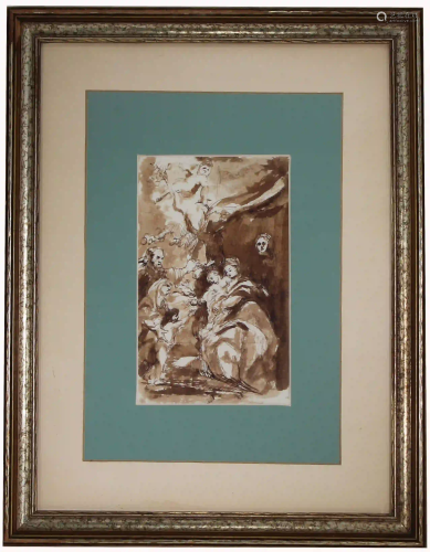 Old Master Flemish School Drawing. Inscribed Verso