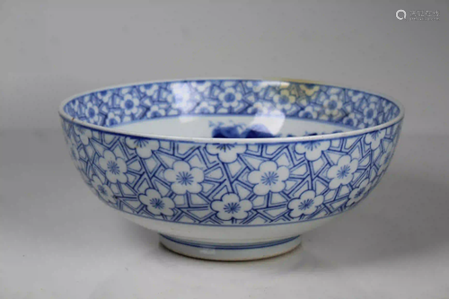 Chinese Blue and White Porcelain Bowl, Marked