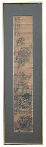 Chinese School, Watercolor Scroll Painting. Signed