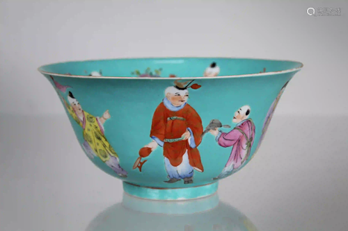 Chinese Enameled Porcelain Bowl, Marked