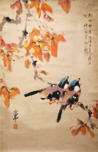 中国字画 纸本花雀
