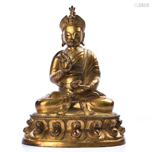 Chinese Gilt Bronze Figure Of Padmasambhava