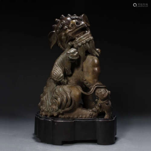 Chinese Bronze Foo Lion on Stand