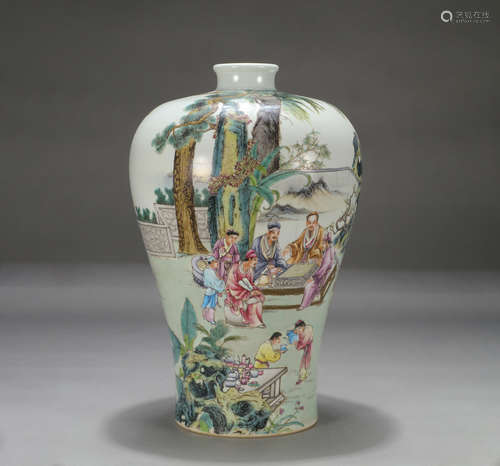 Chinese Famille Rose Figure Story Porcelain Meiping