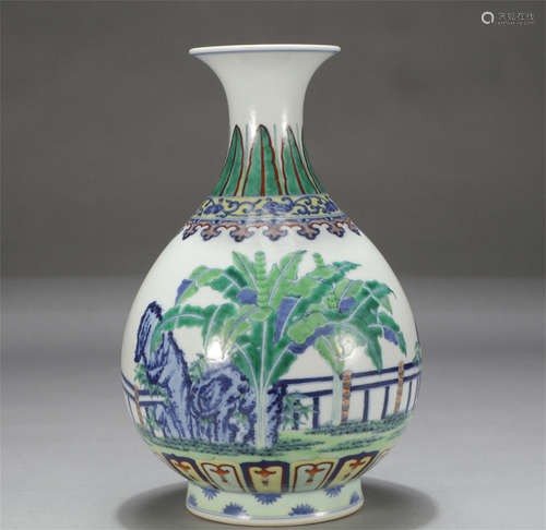 Chinese Doucai Plants Design Porcelain Yuhuchun Vase