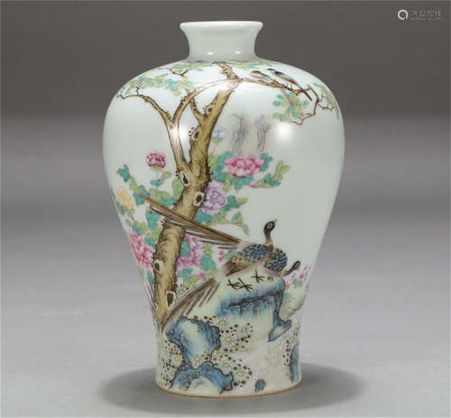 Chinese Famille Rose Flower And Bird Porcelain Meiping