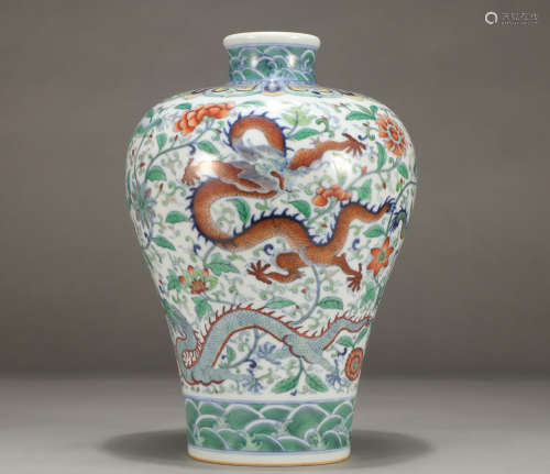 Chinese Doucai Dragon Pattern Porcelain Meiping