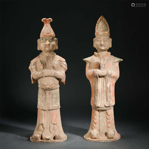 Pair Of Chinese Bronze Standing Figurines