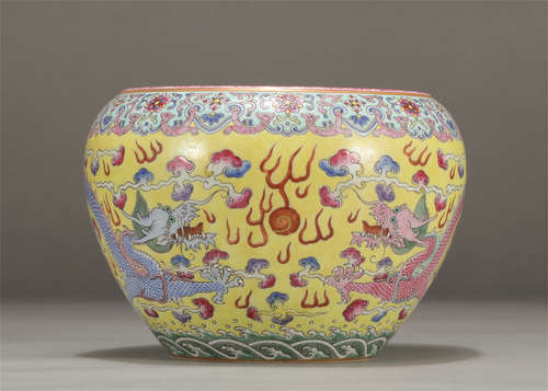 Chinese Famille Rose Dragon Pattern Writing-Brush Washer