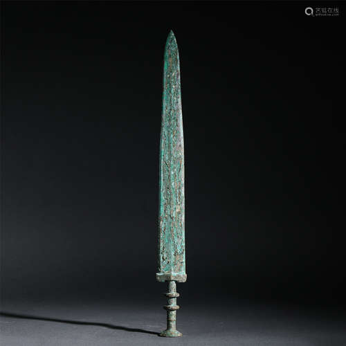 Chinese Double Horizontal Ring Handle Bronze Sword