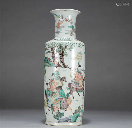 Wucai Figure Story Chinese-Staff-Shaped Porcelain Vase