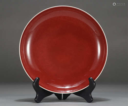 Chinese Red Glaze Porcelain Plate