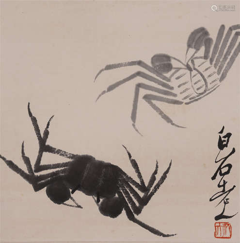 Chinese Painting Of Crabs (Homophonic Of Wealthy In Chinese Character)