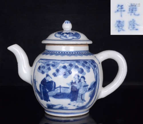 QIANLONGNIANZHI MARK BLUE&WHITE GLAZE POT