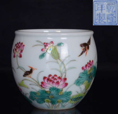 QIANLONGNIANZHI MARK FAMILLE ROSE GLAZE CONTAINER