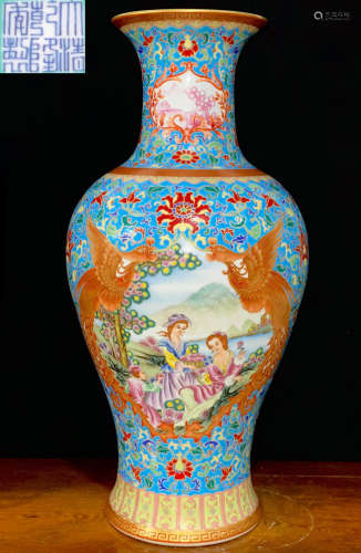 DAQINGQIANLONGNIANZHI MARK ENAMELED GLAZE VASE