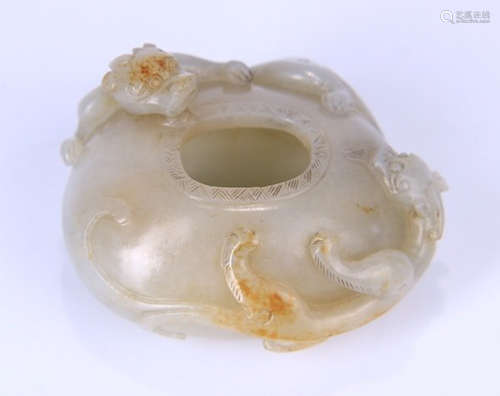 HETIAN JADE BRUSH WASHER CARVED WITH BEAST