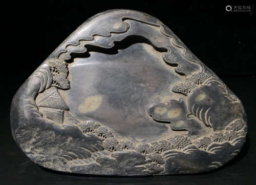 INK SLAB CARVED WITH LANDSCAPE