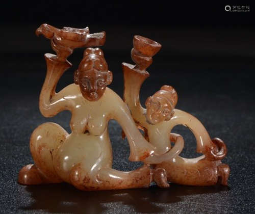 ANTIQUE JADE FIGURE PENDANT