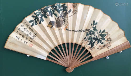 CHENHANTING MARK FLOWER&BIRD PATTERN PAINTING FAN