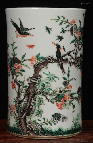 GUCAI GLAZE BRUSH POT PAINTED WITH FLOWER&BIRD