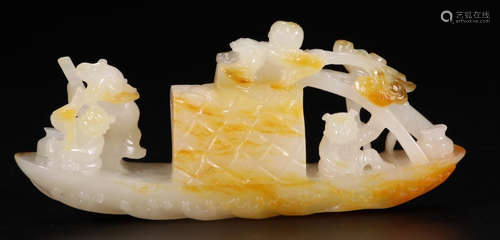 HETIAN JADE PENDANT SHAPED WITH SHIP