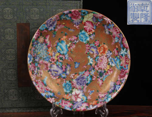 QIANLONGNIANZHI MARK RED GLAZE PLATE