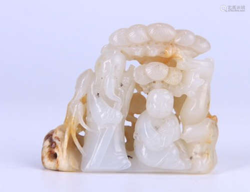 HETIAN JADE PENDANT CARVED WITH FIGURE