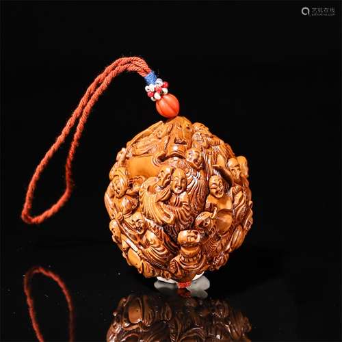 Walnut Arhat Carving Pendant