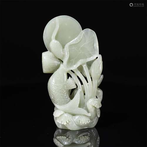 Hetian Jade Lotus&Fish Ornament